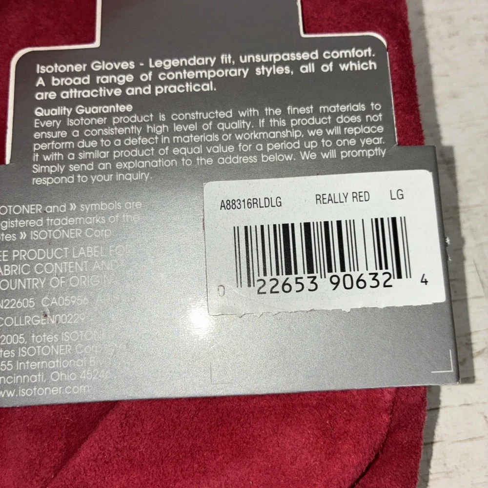 Isotoner Women's Really Red Suede New Gloves Size LG